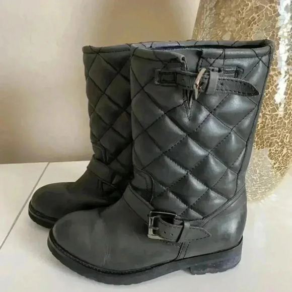 KG Kurt Geiger Grey Tamara Quilted Moto Boots - Picture 6 of 7